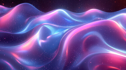 Poster - Vibrant 3D background with realistic textures featu flowing, colorful waves and glitte highlights in a stunning side angle view rendered in 4K resolution.