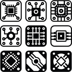 Poster - This is a vector set of black and white business icons featuring various symbols for web design