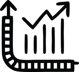 Poster - This vector business graph icon illustrates financial market growth with an upward arrow, symbolizing profit and success in a 3d diagram