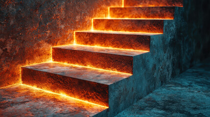 Poster - a dramatic 4k side angle shot showcases a realistic 3d background featu intriguing stairs illuminate
