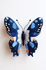 Poster - Decorative Butterfly Wall Art Sculpture Close Up on White Background Studio Shot Modern Style