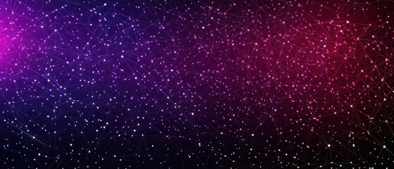 Poster - Abstract Network Background with Connected Dots and Lines in Pink and Purple Gradient Digital Art Style for Technology and Science Concepts