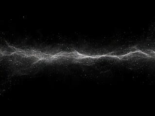 Poster - abstract wave of sparkling particles on black background, digital art, ethereal, futuristic, science