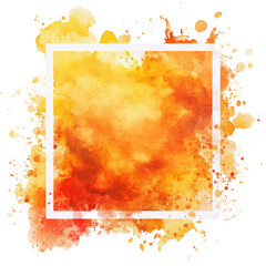 Poster - Radiant watercolor splash within a structured square frame for creative design, artistic presentation, and abstract visualization