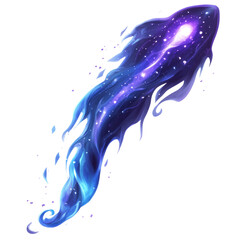 Poster - Mystical cosmic entity with shimmering light trails floating in boundless space illustration