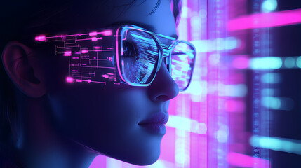 Fototapete - The text AI agent on a neon cyberspace background symbolizing agentic autonomy and future autonomous assistants using AGI technology to advance human and bot collaboration in business 