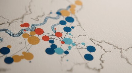 Aufkleber - Detailed map illustration of connections between locations.