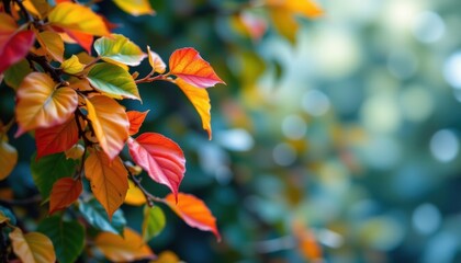 Poster - create an abstract image featuring colorful leaves in the background with a clear, visible subject positioned at the bottom of the image
