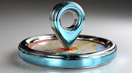 Fototapete - 3D Location Pin on City Map  GPS Navigation  Travel  App Icon