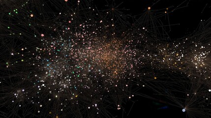 Aufkleber - Abstract network design with vibrant particle clusters.