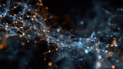 Poster - Complex network of interconnected nodes and lines with futuristic aesthetic