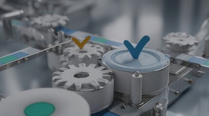 Poster - Close-up view of automated manufacturing components.