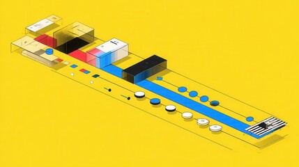 Aufkleber - Abstract graphic design with colorful shapes and lines.