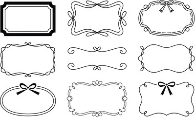 Poster - Elegant vector frame collection featuring various decorative designs with bows and swirls for invitations