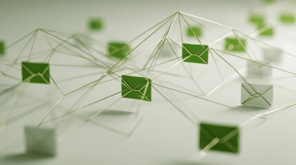 Aufkleber - Abstract network design with green and white envelopes.
