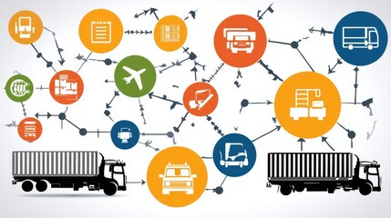 Aufkleber - Networked transportation logistics system illustration.