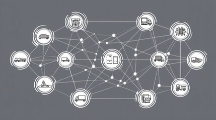Aufkleber - Networked transportation logistics system illustration.