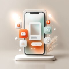 Aufkleber - Clean Mobile App Interface Mockup with Social Media Icons and Minimalist Design for UI/UX Presentation