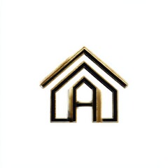 Aufkleber - Elegant Black and Gold Home Logo with Letter A, Minimalist Design on White Background