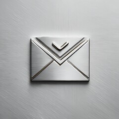 Aufkleber - Silver Envelope Icon: A Shiny Representation of Digital Communication on a Textured Background