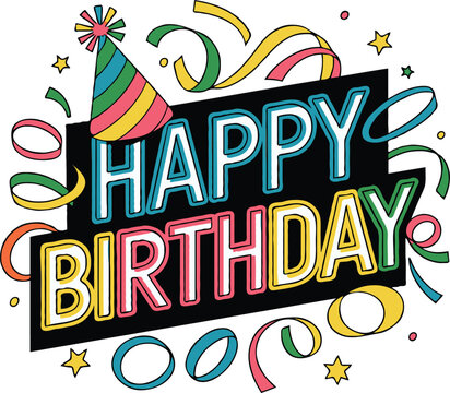 Fun & Festive Birthday Card with Bold Lettering and Decorations