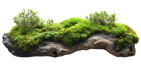 mossy log nature background for terrarium and garden design element isolated on transparent backgrou
