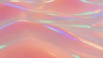 Poster - Abstract background with flowing waves in soft pastel colors and iridescent reflections creating a serene visual experience