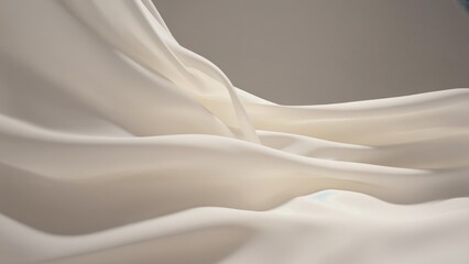 Poster - Flowing white fabric creates an abstract composition with soft curves and gentle folds in a minimalistic background