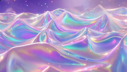 Poster - Abstraction of shimmering waves in pastel colors with a dreamy background and soft light reflections