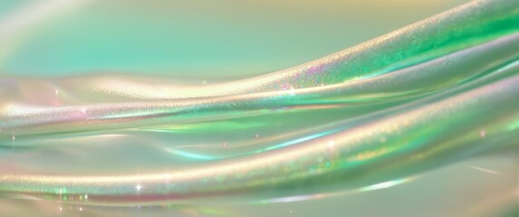 Poster - Swirling colors and textures create an abstract composition with iridescent waves reflecting light