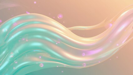 Poster - Abstract visualization of flowing waves and bubbles capturing a serene blend of colors and light