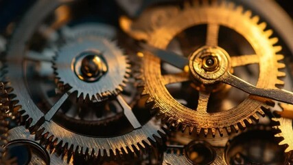 Poster - Intricate Close-up of Metal Gears and Cogs in Motion