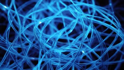 Fototapete - Abstract Blue Light Patterns on Dark Background for Creative Projects