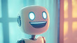 © Moddy - Cheerful Robot in the Digital Realm: A friendly robot with glowing eyes and a bright smile brings a futuristic charm. Capturing a scene of innovation and cutting-edge technology.
