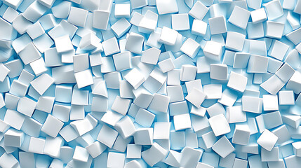 Leinwandbilder - Abstract background of white cubes in a dense arrangement with light blue gradient 3d render