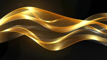 Poster - abstract golden backdrop with flowing orange curves of light and motion design