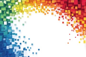 Wall Mural - Colorful 3D pixelated cubes frame