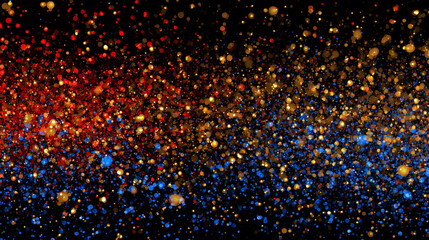 Wall Mural - defocused abstract blue, red and golden glitter background, holiday background, video graphic backgr