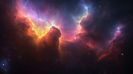 Wall Mural - High-resolution view of a colorful nebula, vibrant gas clouds, deep space background., ,generative ai illustration