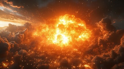 Wall Mural - Massive supernova explosion in deep space, colorful shockwave patterns, ,generative ai illustration