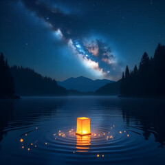 Wall Mural - vibrant_tranquil_nightscape_soft_golden_lantern_light