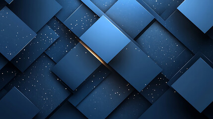 Poster - Abstract blue cubes layered with sparkling particles for modern background design templates and presentation mockups