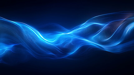 Poster - Abstract blue energy waves flowing on dark background for creative design projects