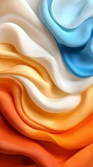 Aufkleber - Abstract Swirling Silk Fabric in Blue Orange and White