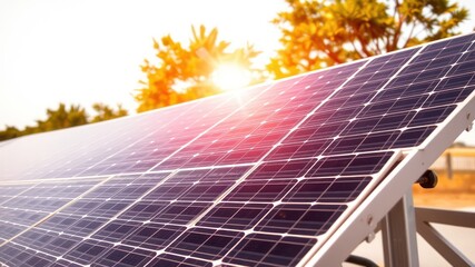 Clean Energy Solar Panel Array in a Sunny Landscape