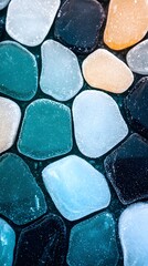 Aufkleber - Abstract Teal and White Ice Crystal Texture Background