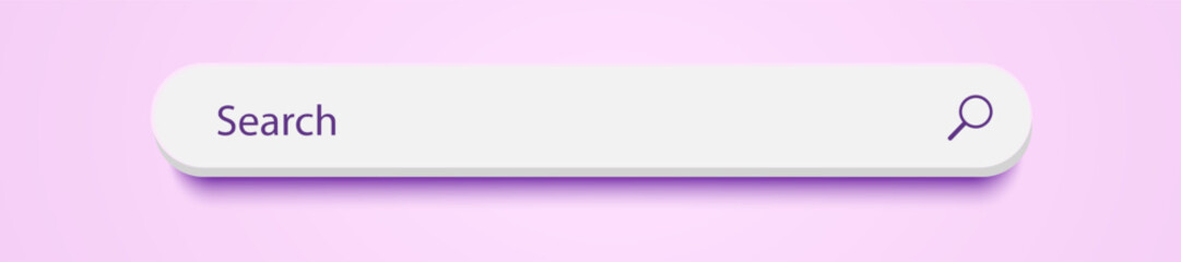 Wall Mural - 3d search bar internet browser engine vector on pink background for ui design, website interface ele