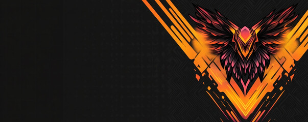 Poster - A black and orange background with a bird on it.
