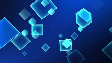 Poster - vibrant abstract background translucent blue squares and diamonds in geometric design, creating dept