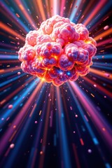Poster - create a stunning 3d rendering of a vibrant abstract cloud of particles in space, glowing with fluid particles that exhibit dynamic flow and a beautiful abstract background